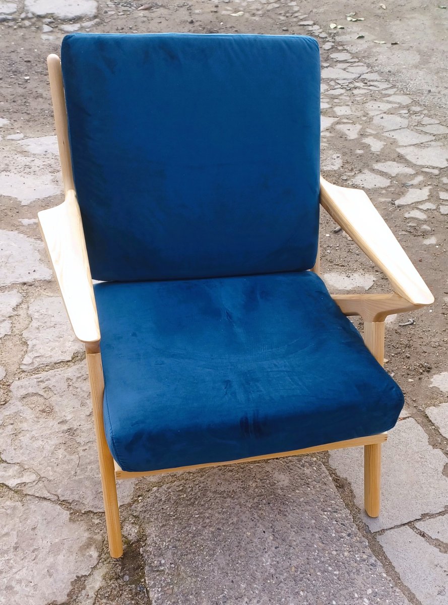 Zetel “Pablo” blauw fluweel - Afbeelding 4