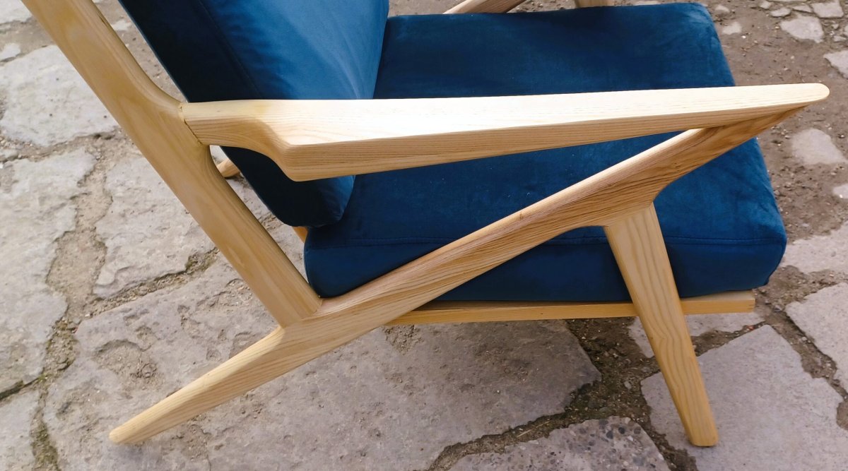 Zetel “Pablo” blauw fluweel - Afbeelding 6