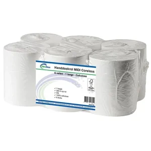 Handdoekrol / Poetsrol Midi Coreless Cellulose 6 stuks
