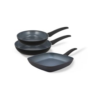BE Living Delight Series Pannenset 3-delig Koekenpannen Ø 24 cm & 28 cm – Grillpan Ø 28 cm