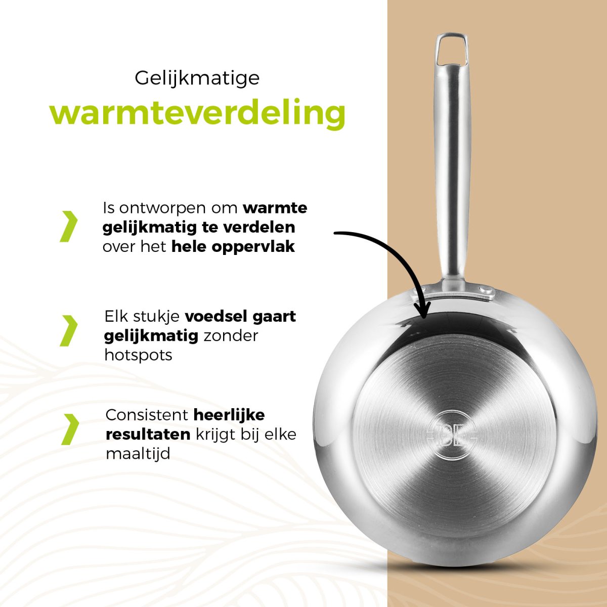 BE Living Essential Series Stainless Steel Black Pannenset 4-delig – Koekenpannen Ø 20, 24 & 28 cm – Wokpan met Deksel Ø 28 cm - Afbeelding 9
